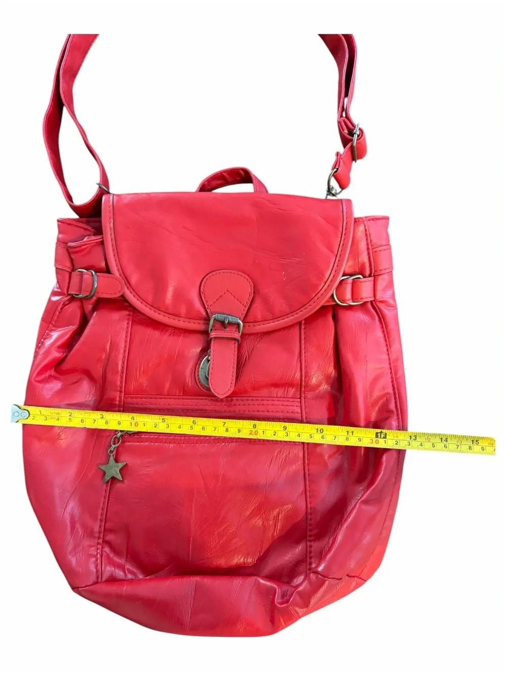 Vintage Capezio Red Vinyl Convertible Backpack Shoulder Bag